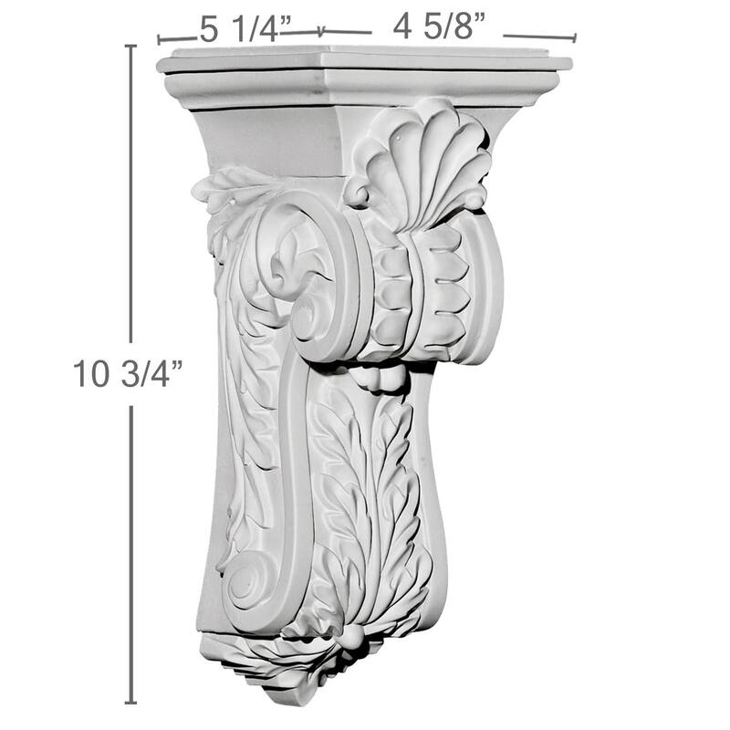 4 5/8"W x 5 1/4"D x 10 3/4"H Scroll Leaf Corbel