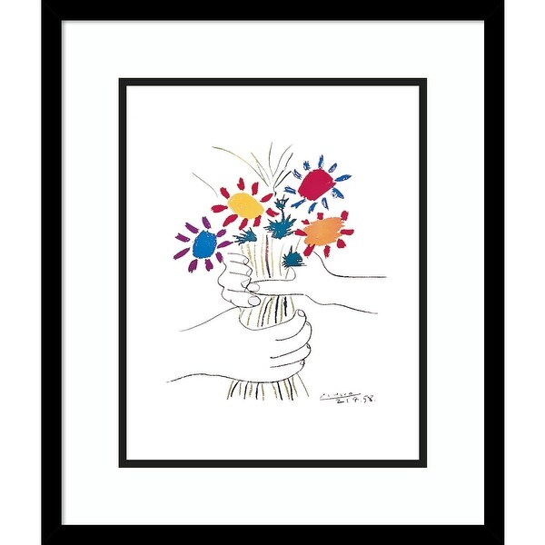 Framed Art Print 'Fleurs' by Pablo Picasso - Outer Size 17 x 20-inch ...