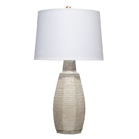 30 Inch Ceramic Table Lamp with Textured Design Base, White - 16 L X 16 W X 29 H Inches