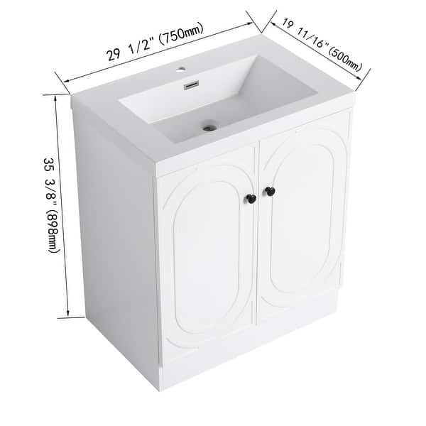 dimension image slide 6 of 9, BNK 24/30/36 inch Freestanding Single Sink Bathroom Vanity with Soft Close Door and Adjustable Shelf