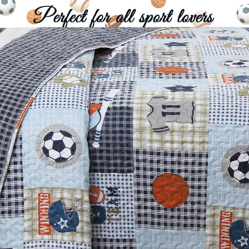Taylor & Olive Blue Patchwork Sports Quilt Bedding Set