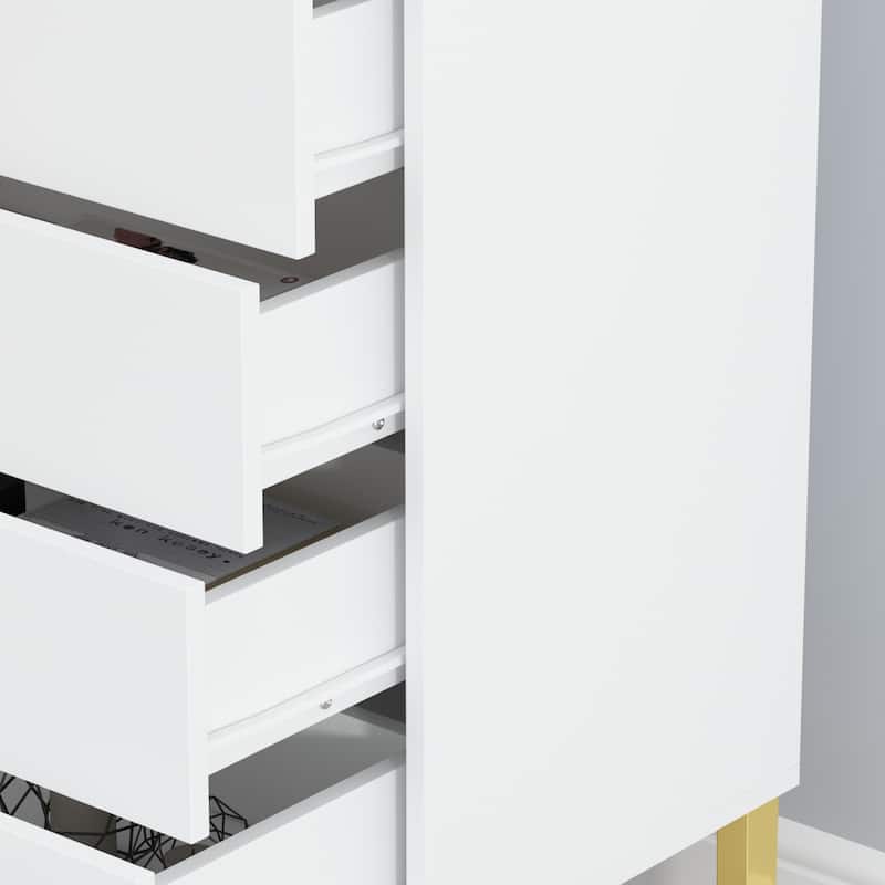 5 Drawer Dresser Chest End Table Storage Cabinet 23.6'' W White/Back