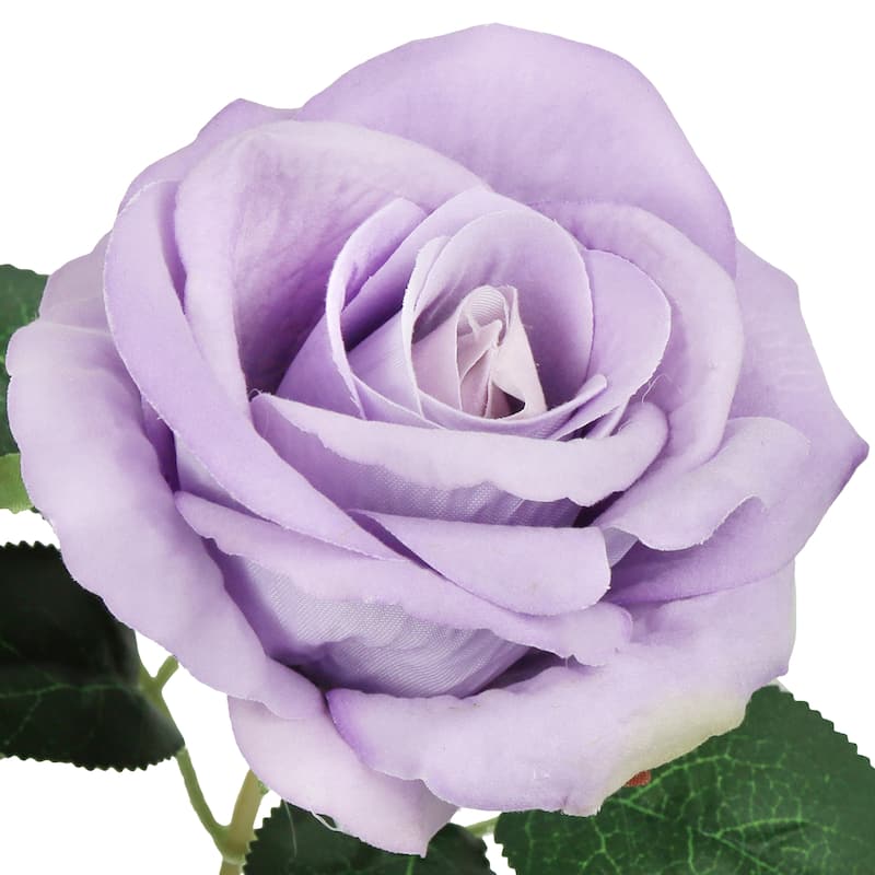 Set of 2 Lavender Artificial Velvet Rose Flower Stem Bush Bouquet 16in - 16" L x 11" W x 11" DP