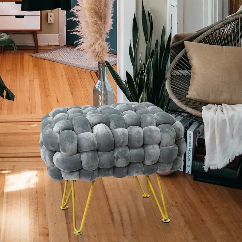 Velvet Pouf Stool 27"x20"x20"