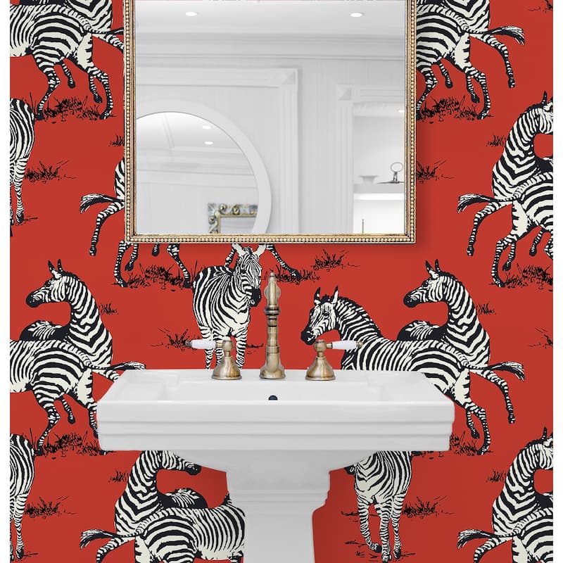 Harry & Grace Playful Zebras Peel and Stick Wallpaper