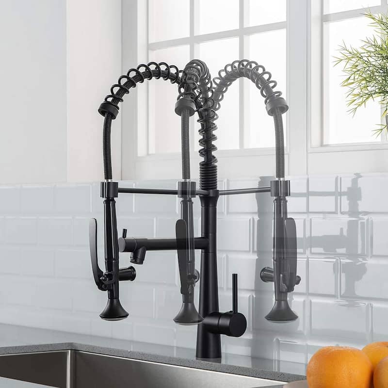 Heavy Duty Commercial Style Kitchen Sink Faucet, Single Handle Pre-Rinse Spring Sprayer Kitchen Faucets