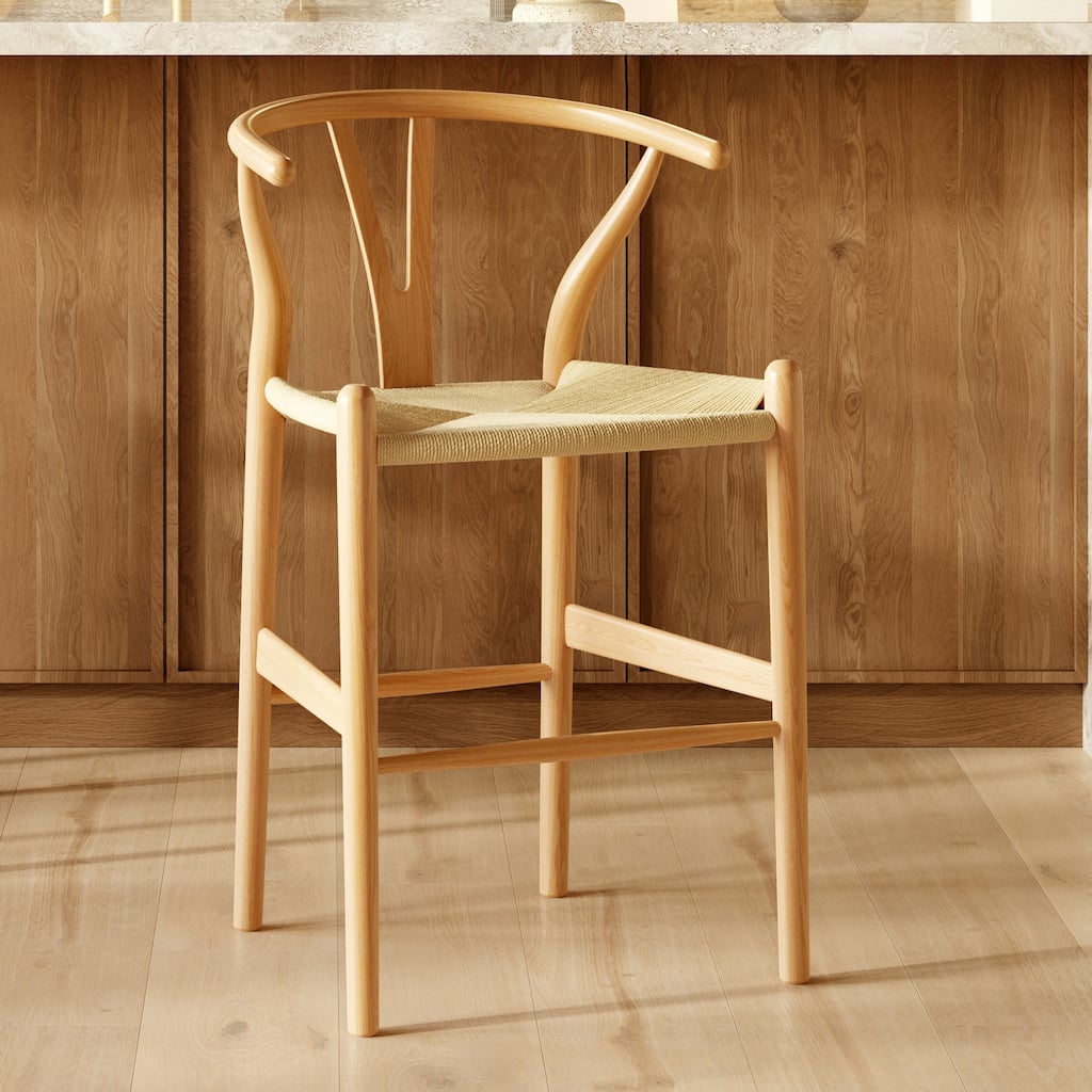 Poly & Bark Weave 23.5" Seat Height Counter Stool - Solid Wood with Woven Seat