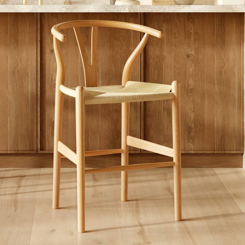 Poly & Bark Weave 23.5" Seat Height Counter Stool - Solid Wood with Woven Seat