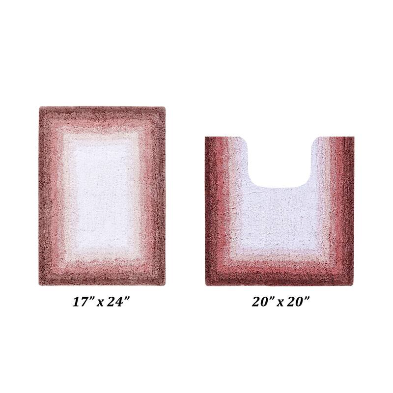 Better Trends 100% Cotton Super Soft & Highly Water Absorbent Bathroom Rugs-Torrent Collection Tufted Machine Washable Bath Mats - 2 Piece Set (17" x 24" | 20" x 20") - Rose