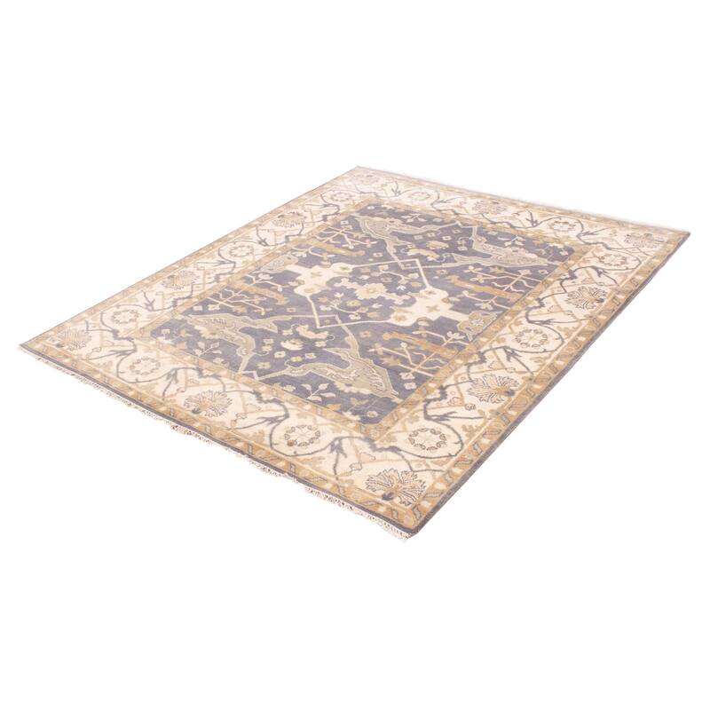 ECARPETGALLERY Hand-knotted Royal Oushak Dark Grey Wool Rug - 7'10 x 10'1