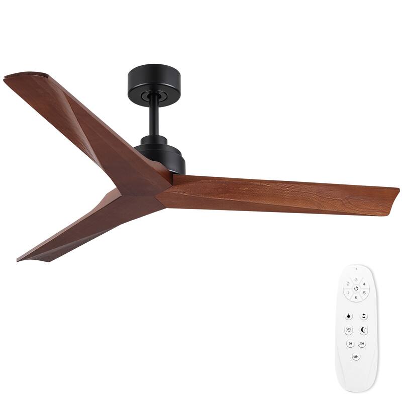 YUHAO SylvanAir Modern 52 in. Flush Mount Outdoor/Indoor Ceiling Fan with 3 Solid Wood Blades and DC Reversible Motor
