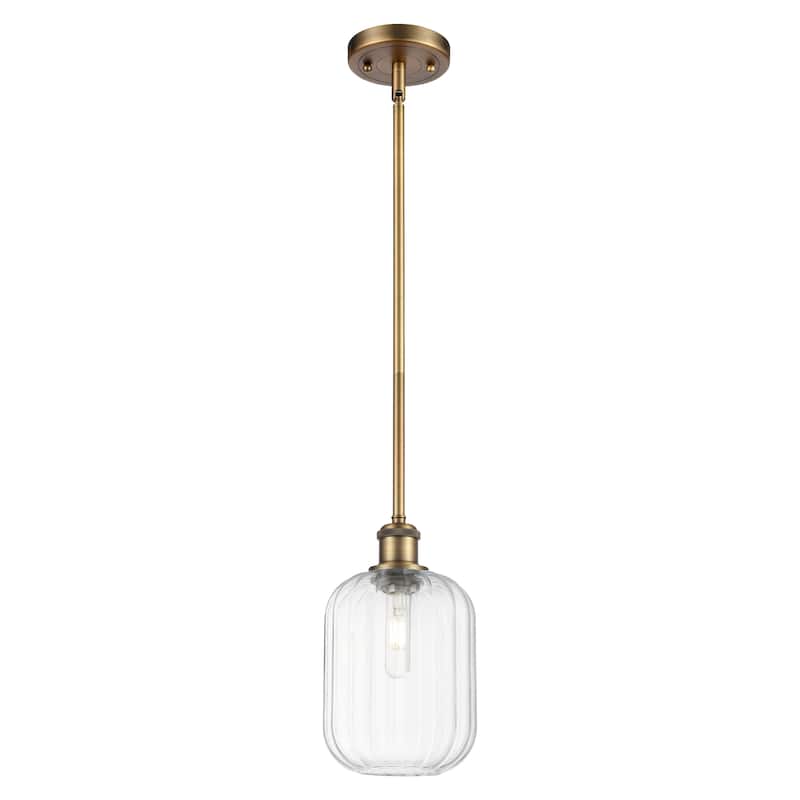 Innovations Lighting Endless Possibilities Ballston - Preston - 1 Light 7" Jar Shade Stem Hung Mini Pendant - Clear/Brushed Brass