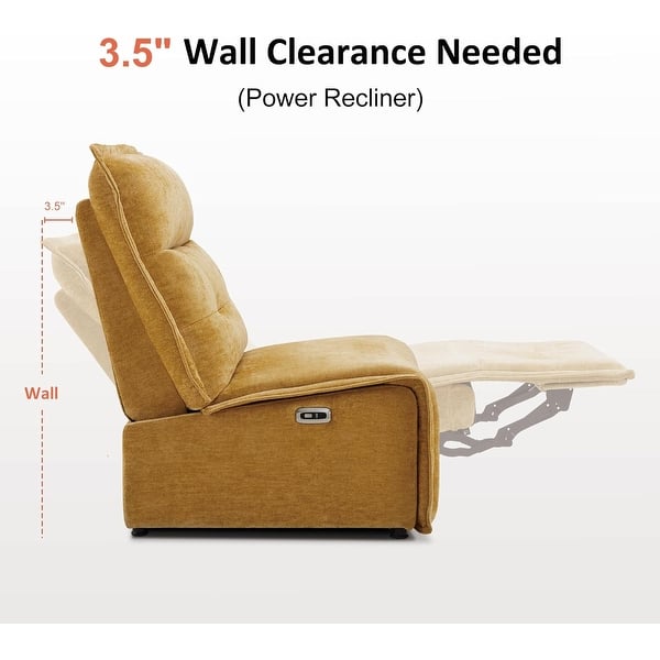 dimension image slide 7 of 10, MCombo Armless Power Recliner Chair with USB Ports, 3.5" Wall Clearance Electric Reclining Sofa Chair for Living Room, ALR01