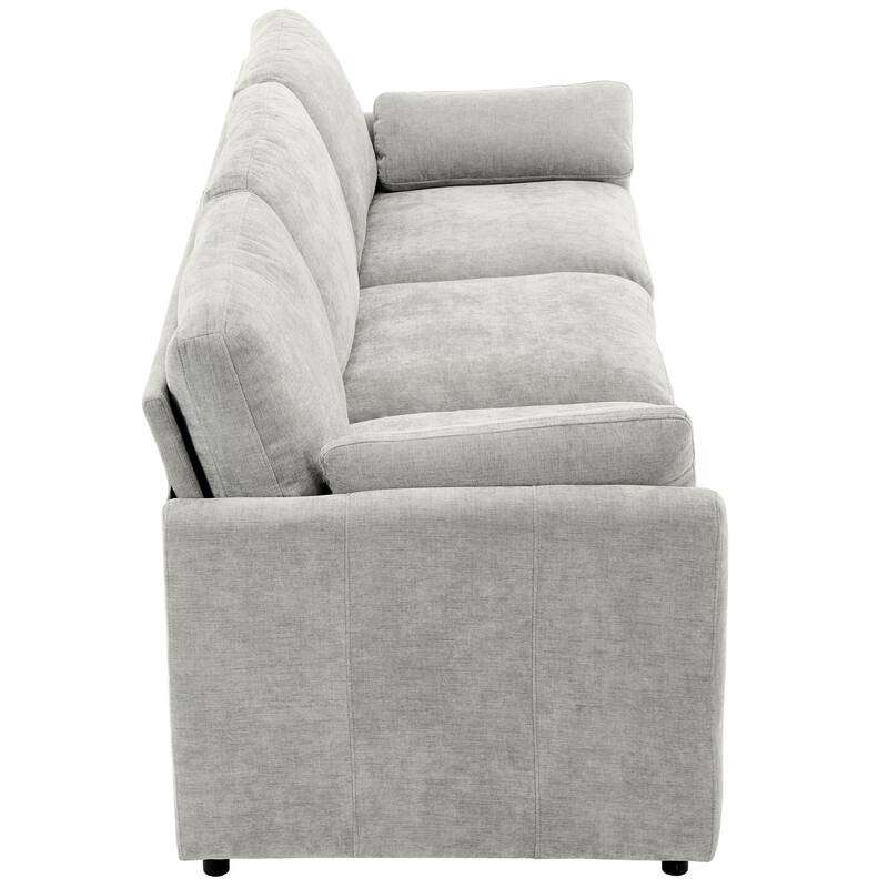 Modern Chenille Comfy Upholstered 3-Seat Sofa, Comfy Cloud 3-seater Sofa w2 Lumbar Pillow Plush Cushion Sofa Couch