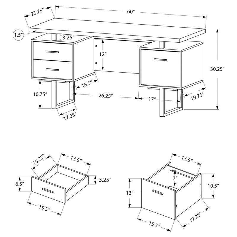 60" Computer Desk with Metal Legs