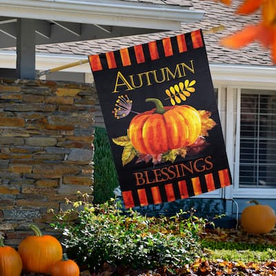Autumn Blessings and Pumpkin Fall Harvest Outdoor House Flag - 40" x 28" - 40" x 28"