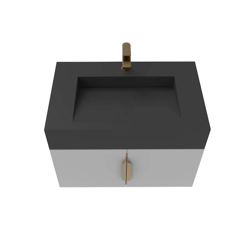 Nile 30-Inch Wall Mounted Bathroom Vanity Set w/ Black Top