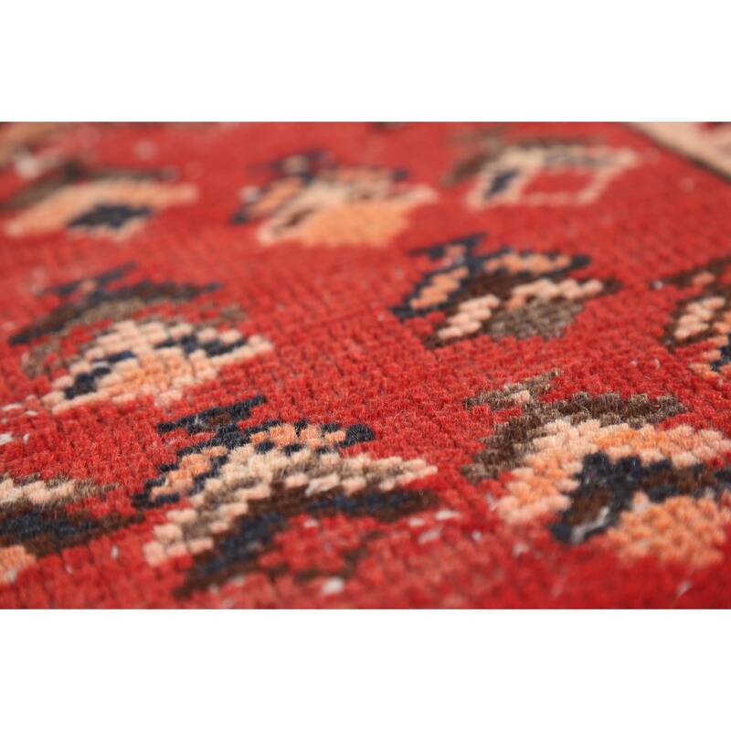 Distressed Bakhtiari Persian Vintage Rug Handmade Red Wool Carpet - 4'10"x 9'10"