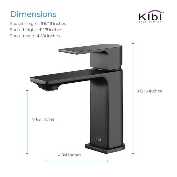 dimension image slide 3 of 4, Lead-free Solid Brass Single Handle Bathroom Vanity Faucet with Hose