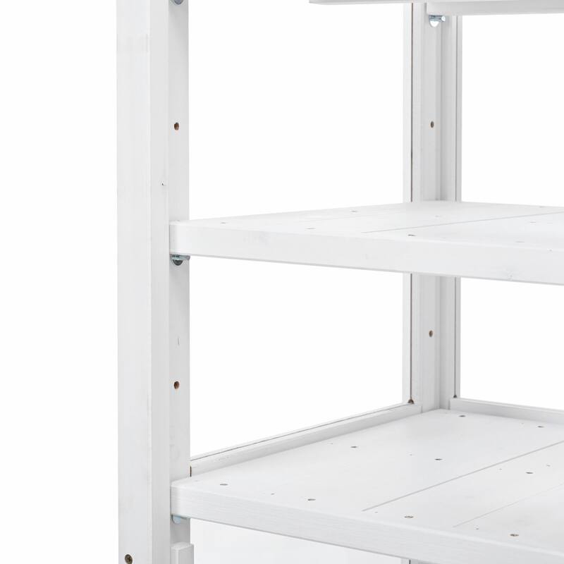 62.4-Inch Wooden Cold Frame Greenhouse - Balcony Design with Adjustable Shelves and Movable Storage Box