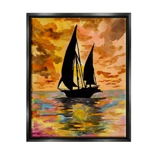 Stupell Sailboat at Sunset Framed Floater Canvas Wall Art Design by ...