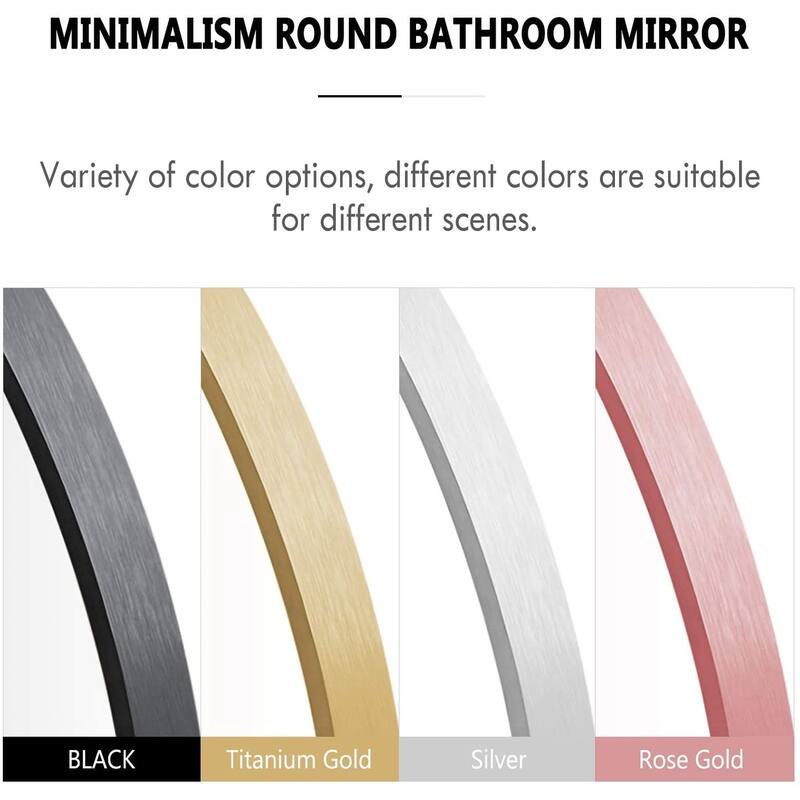 Lumioca Aluminum Alloy Frame Circle Mirror Wall Mounted for Bedroom Bathroom