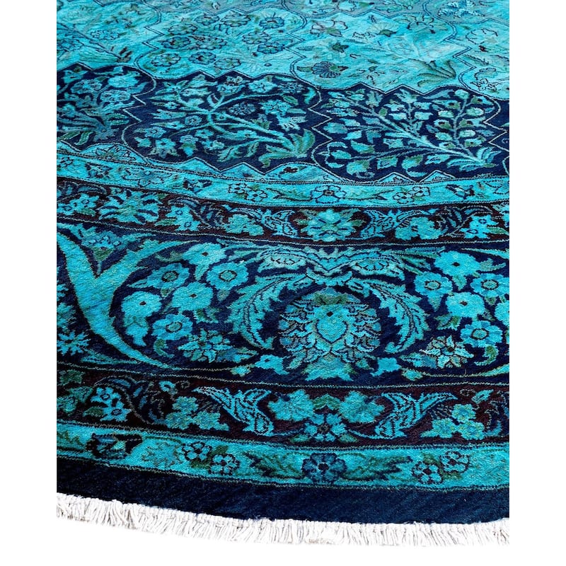 Contemporary Overdyed Wool Hand Knotted Round Area Rug - 10' 1" x 10' 2"