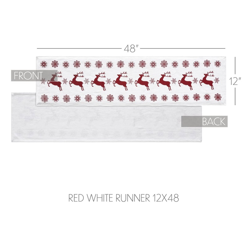Scandia Snowflake Red White Runner 12x36
