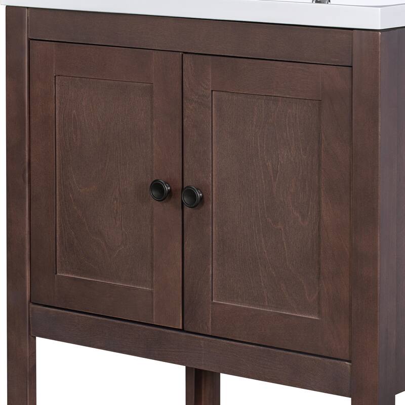 Bathroom Vanity with Sink, Small Storage Cabinet with 2 Soft Closing Doors, Sink Vanity with Solid Wood Frame