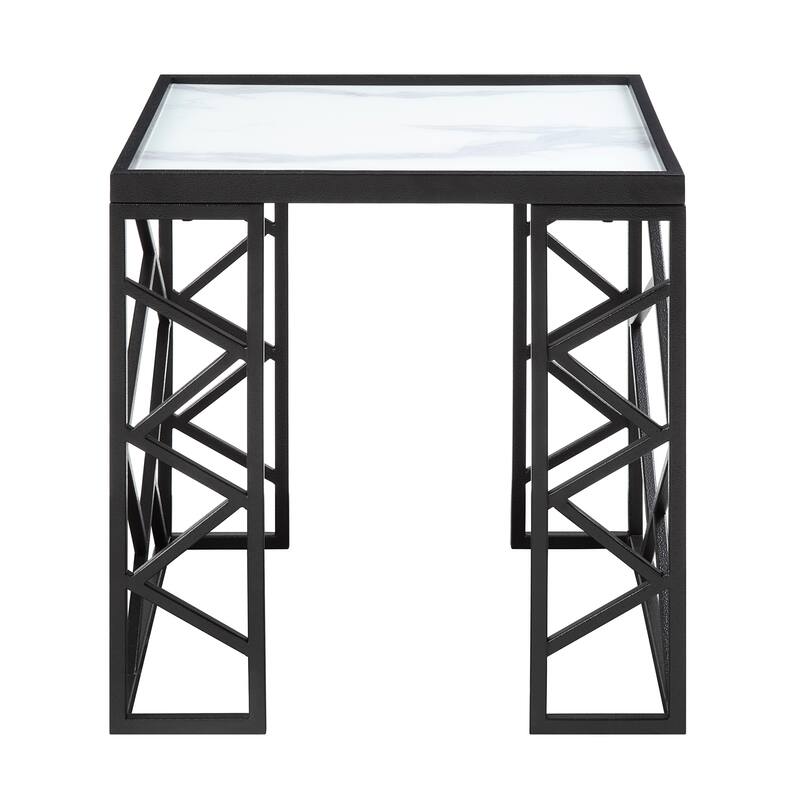 Occasional 3pc Tables Set Tempered Glass Top Coffee Table And End Tables Metal Frame