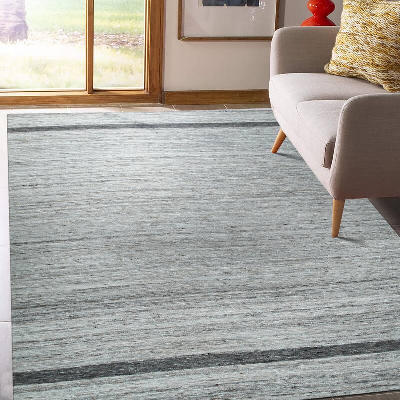 Light Gray Hand-Woven Wool Contemporary Natural Wool Flat Area Rug