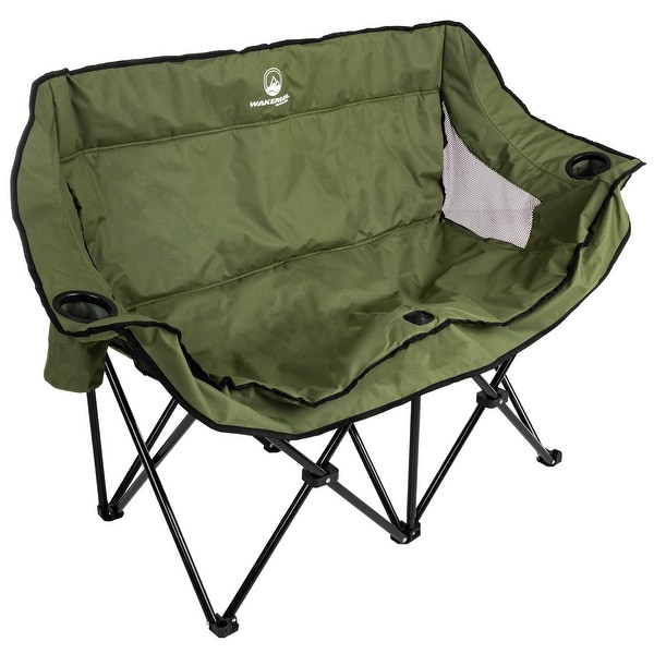 Double Camping Chair - Foldable Portable Couch with 2 Cupholders