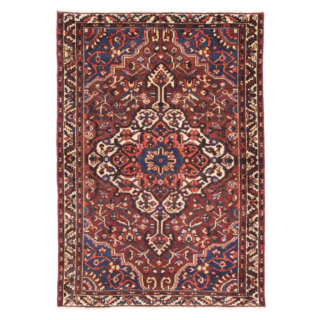 ECARPETGALLERY Hand-knotted Anatolian Vintage Dark Red Wool Rug - 4'4 x 6'2