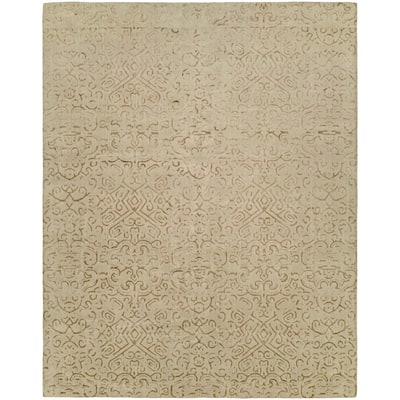 Modern Beige Hand-Knotted Wool & Viscose Area Rug