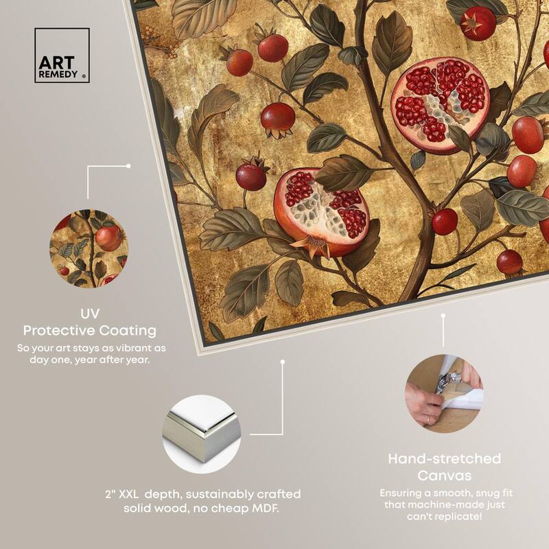 Golden Pomegranate Canvas by Art Remedy