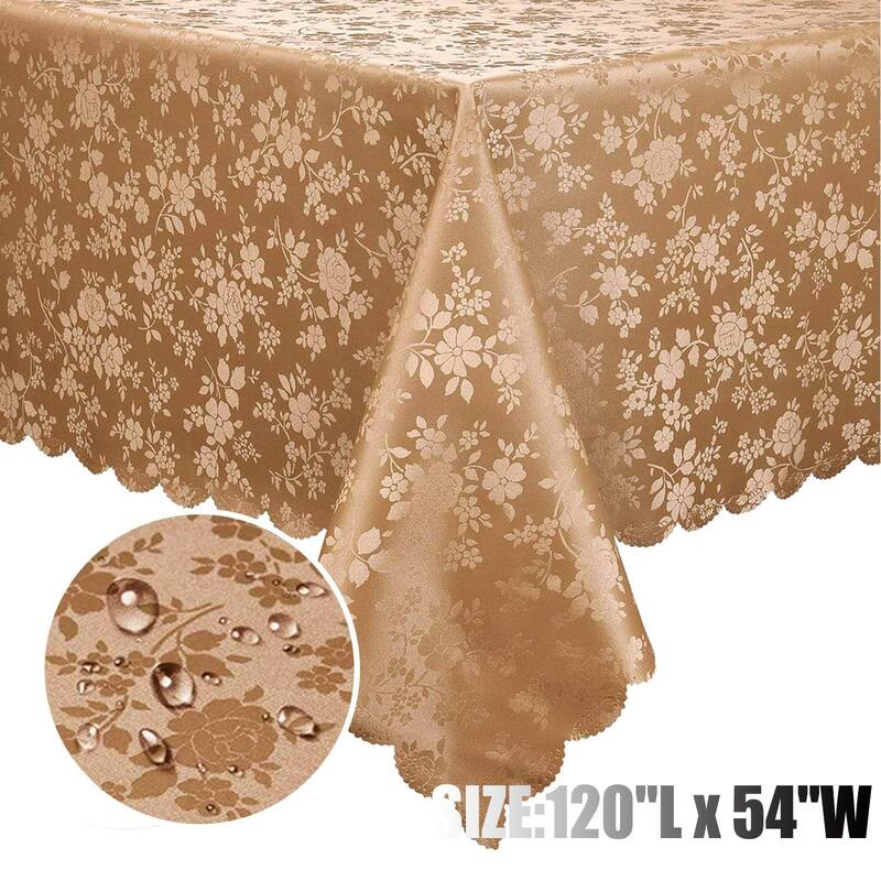 Waterproof Wipeable Vinyl Tablecloth,Rectangle Heavy Duty Table Cloth,120"L x 54"W - Brown