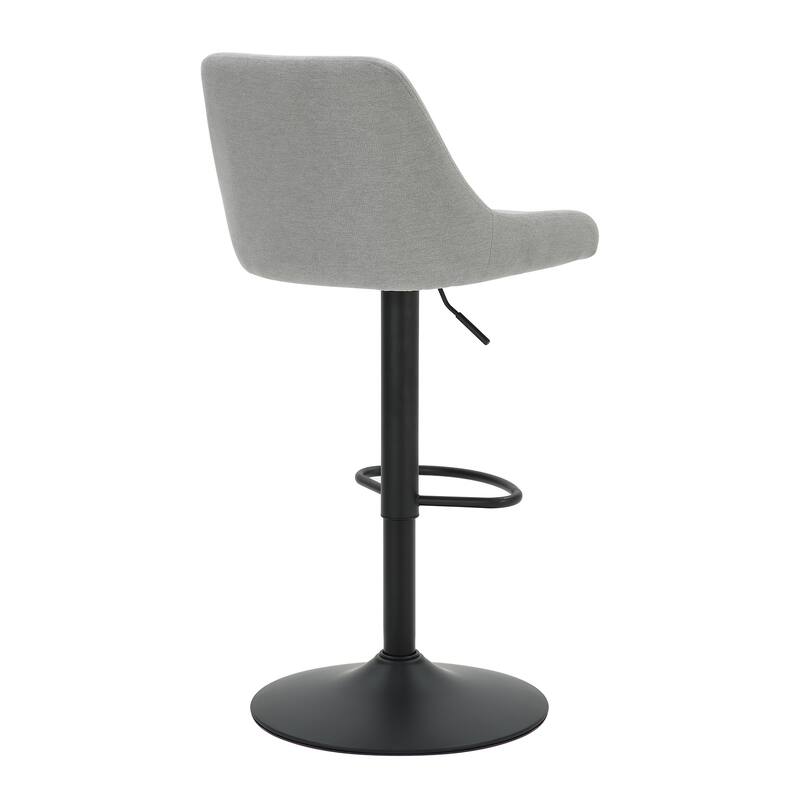 Modern Fabric and Metal Adjustable Air-Lift Stool with Swivel, Set of 4 - Grey and Black