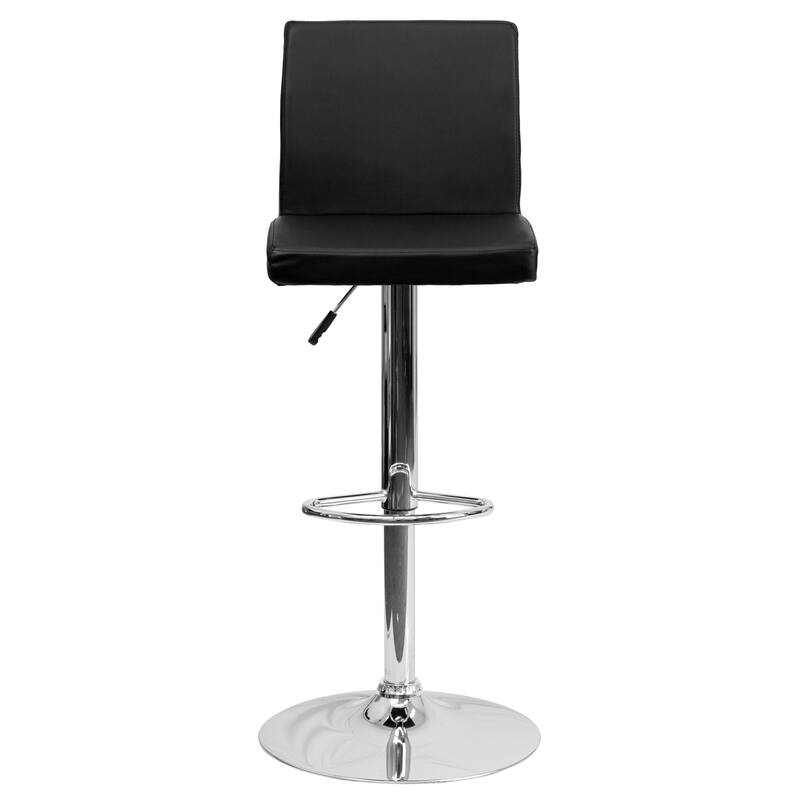 2 Pack Contemporary Adjustable Height Barstool with Panel Back and Chrome Base