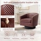 preview thumbnail 38 of 79, 2 Set Tufted PU Vegan Leather Swivel Barrel Chair with Nailheads Trim