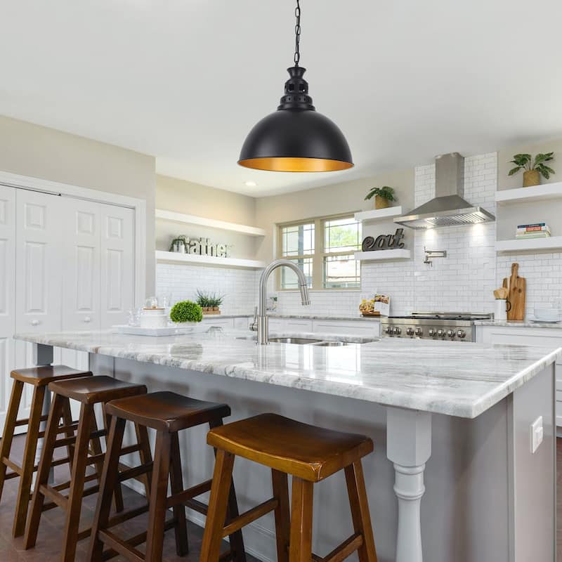 Stylish and minimalist single-light gray metal pendant lamp with an arched metal lampshade