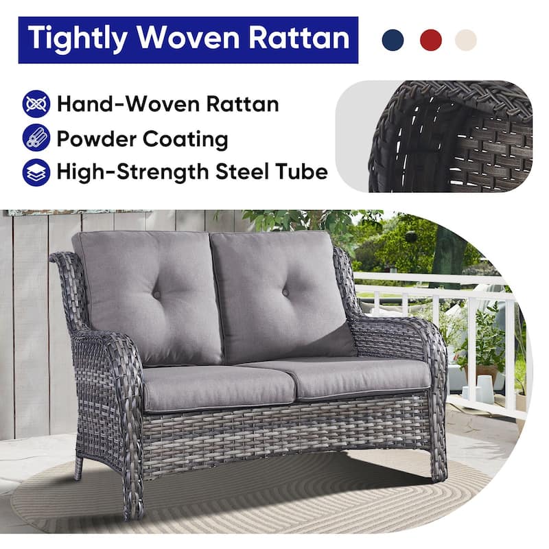 Gymojoy Stylish Patio Loveseat 2 Seat Sofa with Water-Resistant Olefin Cushions