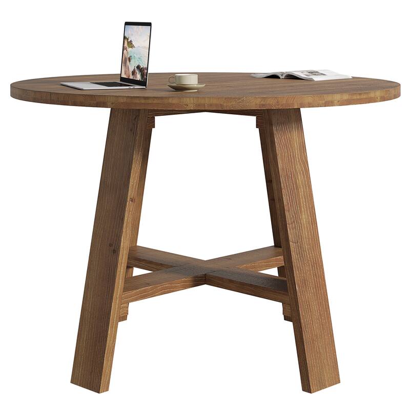 Round Solid Wood Conference Table for 2-4 People, Meeting Seminar Business Desk for Conference Room Home Office