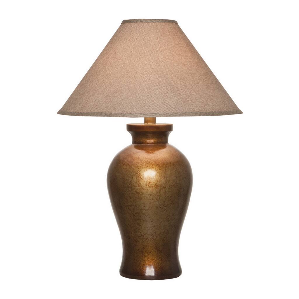 Rini 31 Inch Table Lamp, Graceful Curved Urn, Glossy Gold, Cone Shade