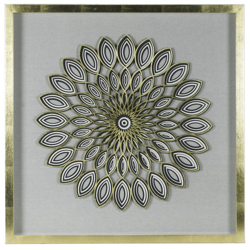 HUJI Abstract Geometry Art Shadow Box Wall Decor - Gold