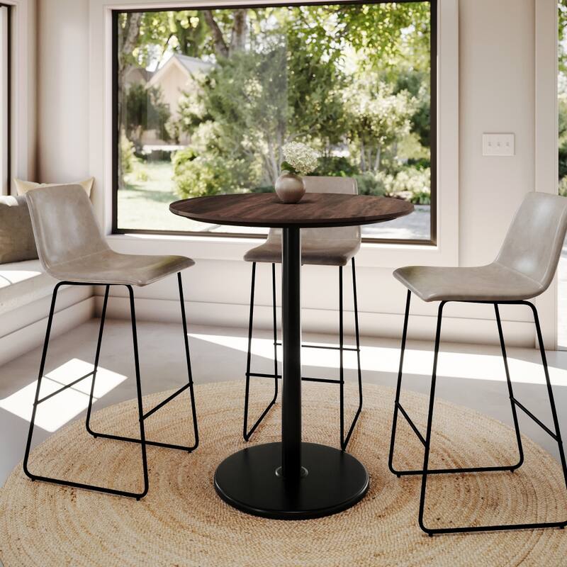 Commercial HPL Tabletop with Bar Height Round Base - 36"W x 36"D x 42"H