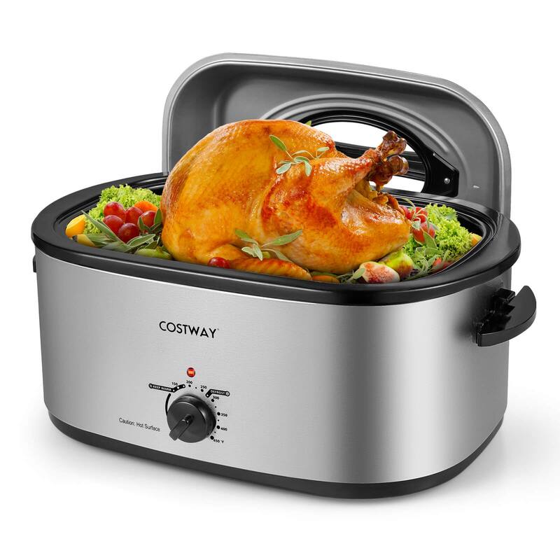 Costway 22 QT Electric Roaster Oven with Visible & Self-Basting Lid, - See Details - Silver