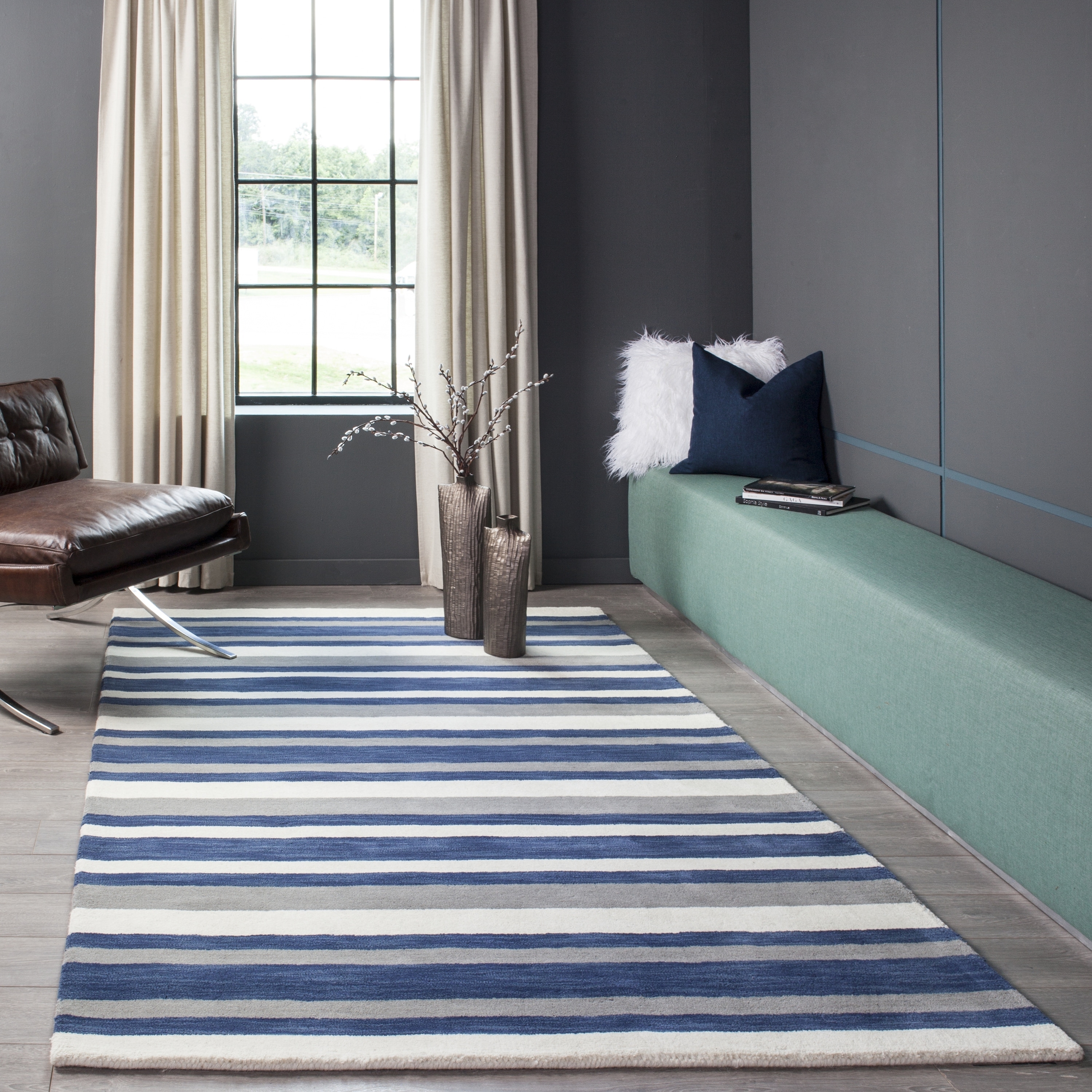 Momeni Metro Hand Tufted Wool Contemporary Striped Area Rug