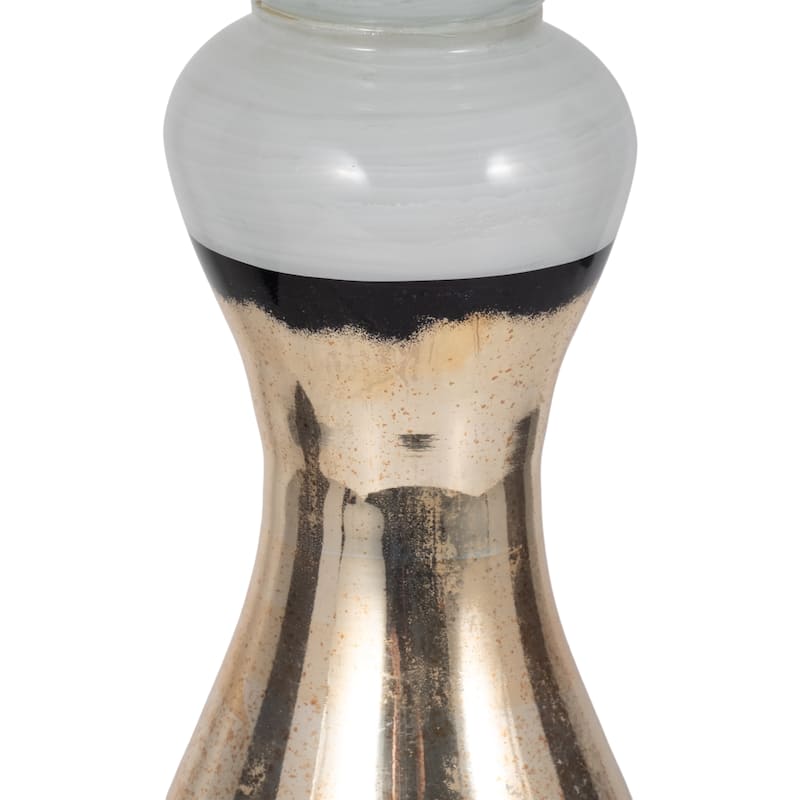 Sagebrook Home Glass White Novelty Striped Candle Holder