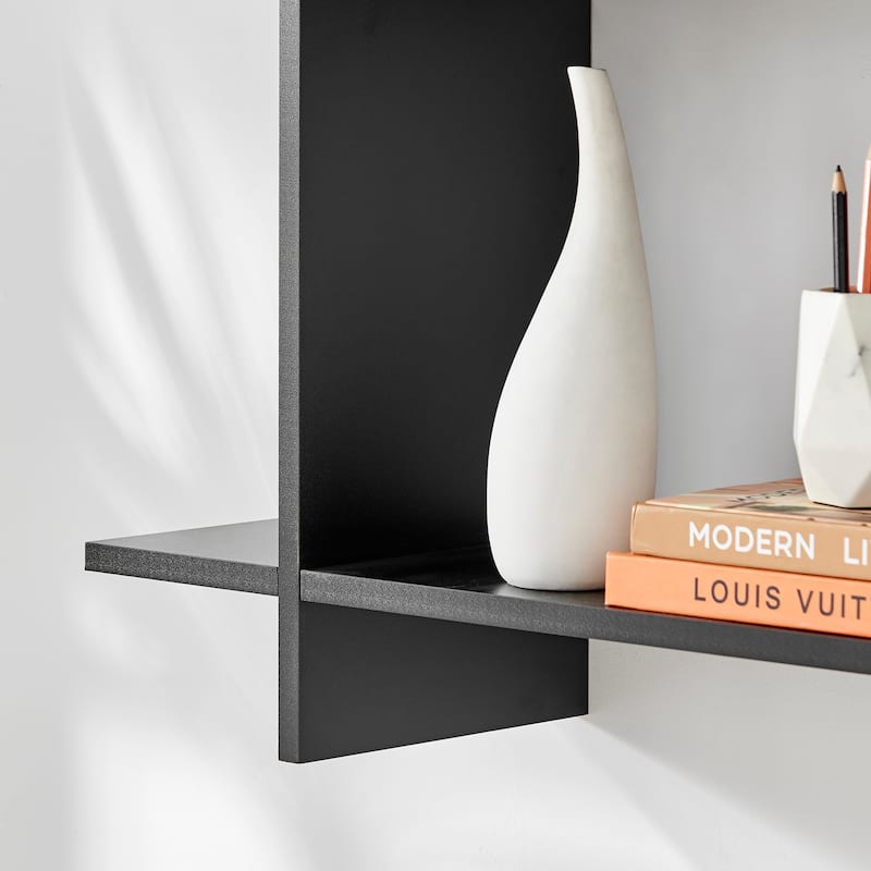 Danya B. Manasa Floating Geometric Kilter Two-Tier Wall Shelf
