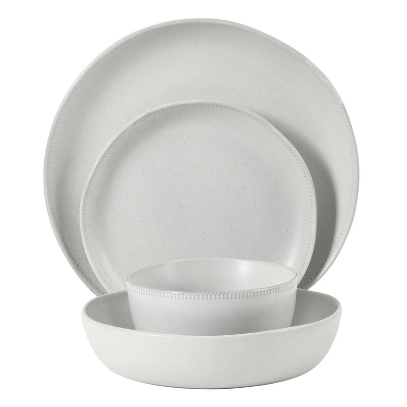 Gibson Elite Menlo Park 16-Piece Pottery Clay Stoneware Dinnerware Set - Reactive Glaze, Embossed, Service for 4